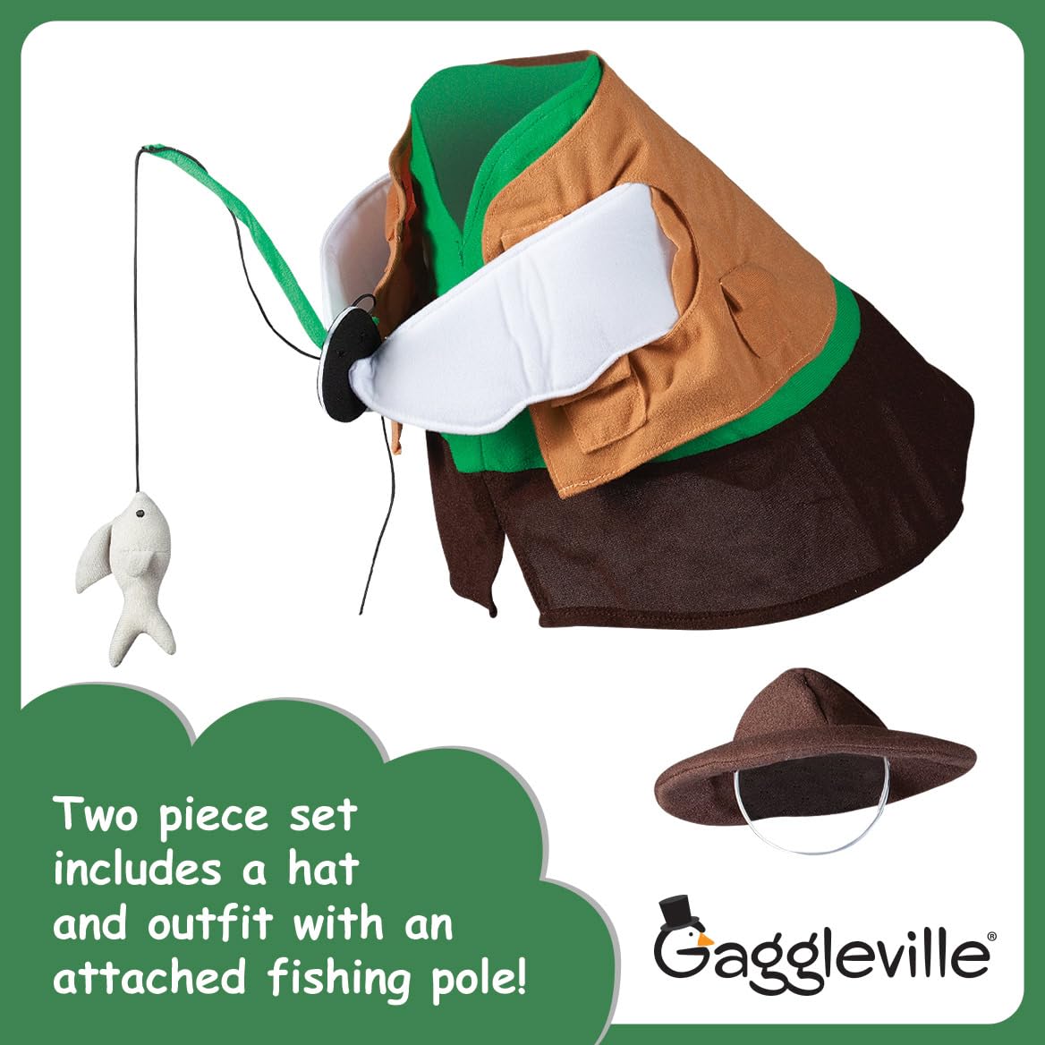 Gaggleville Fishing Goose Outfit, Fits Large 23" H Statue by Miles Kimball