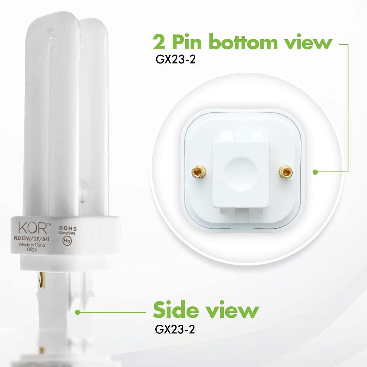 (4 Pack) 13 Watt Double Tube – 2 Pin (GX23-2) Base - 4100K CFL-Plug-in Replacement for Sylvania 21120/20708 - CF13DD/841/ECO - GE 97589 - F13DBX23/841/ECO - Philips 383133 PL-C13W/41/USA/ALTO.