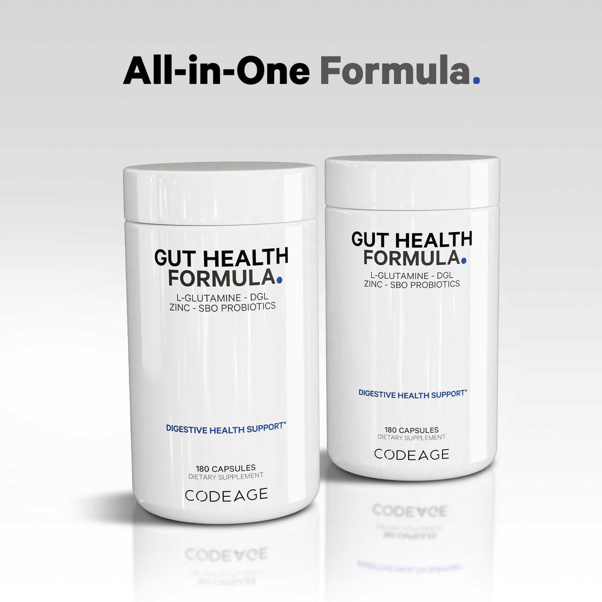 Codeage Gut Health Supplements Vegan Formula - L Glutamine, Zinc, Turkey Tail Mushroom Powder, Tonic Mushroom, Maitake, Micro Algae, Mineral, Licorice Root DGL - Probiotics, Prebiotics - 180 Capsules