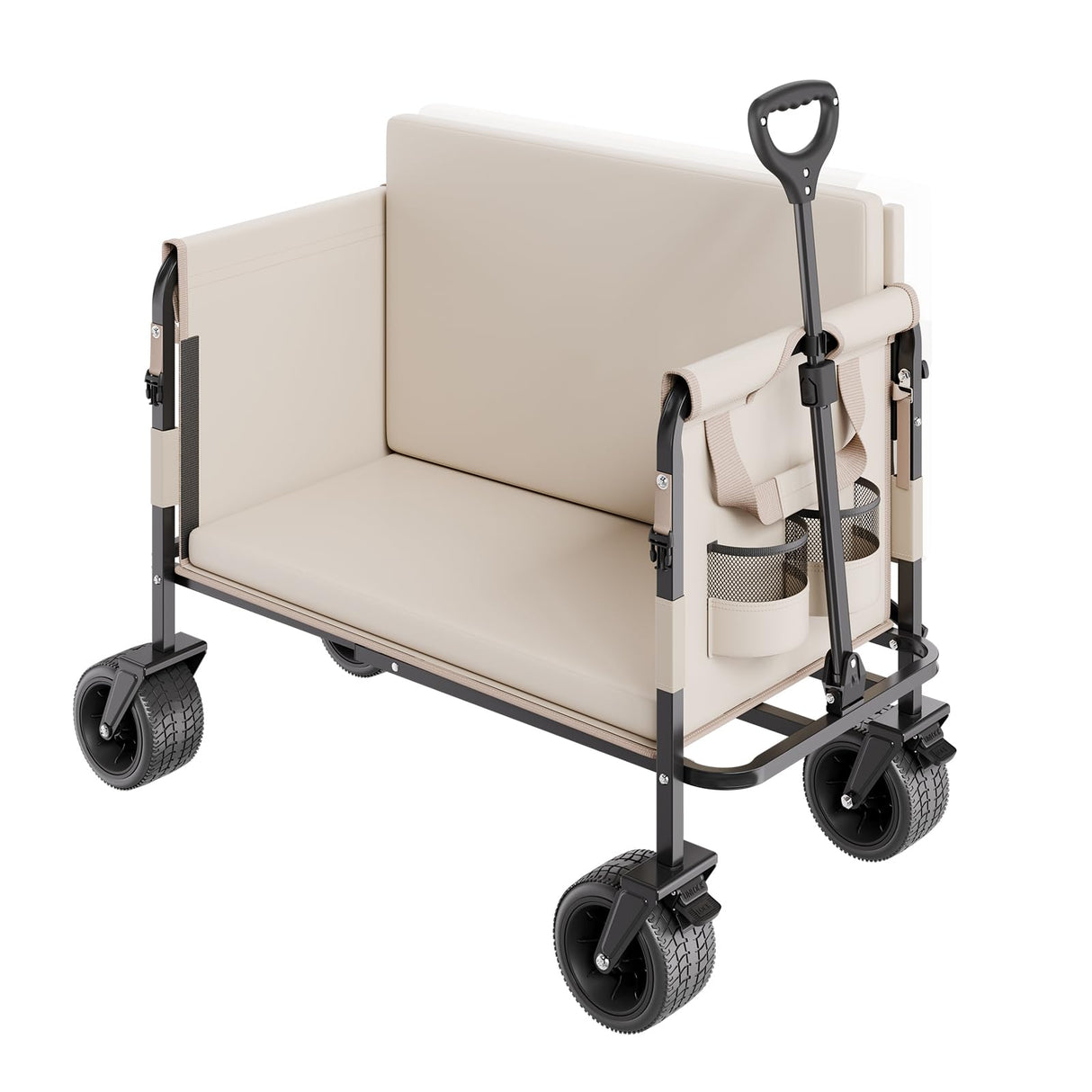 VEVOR 3-in-1 550lbs/220L Large Collapsible Folding Wagon, Convert to Bench, Foldable Beach Wagon with Wheels for Sand, Outdoor Utility Wagon for Groceries, Camping, Sports, Shopping