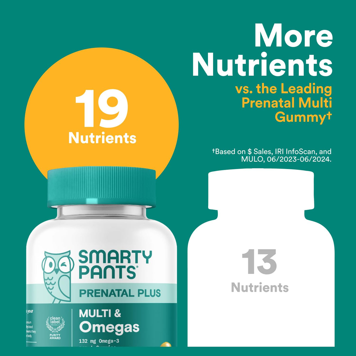 SmartyPants Prenatal Multivitamin Gummies - Improved Formula: Omega 3 (DHA/EPA), Methylfolate, Biotin, Vitamin D3, C, Vitamin B12, B6, Vitamin A, K & Zinc, Gluten Free, 90 Count (30 Day Supply)