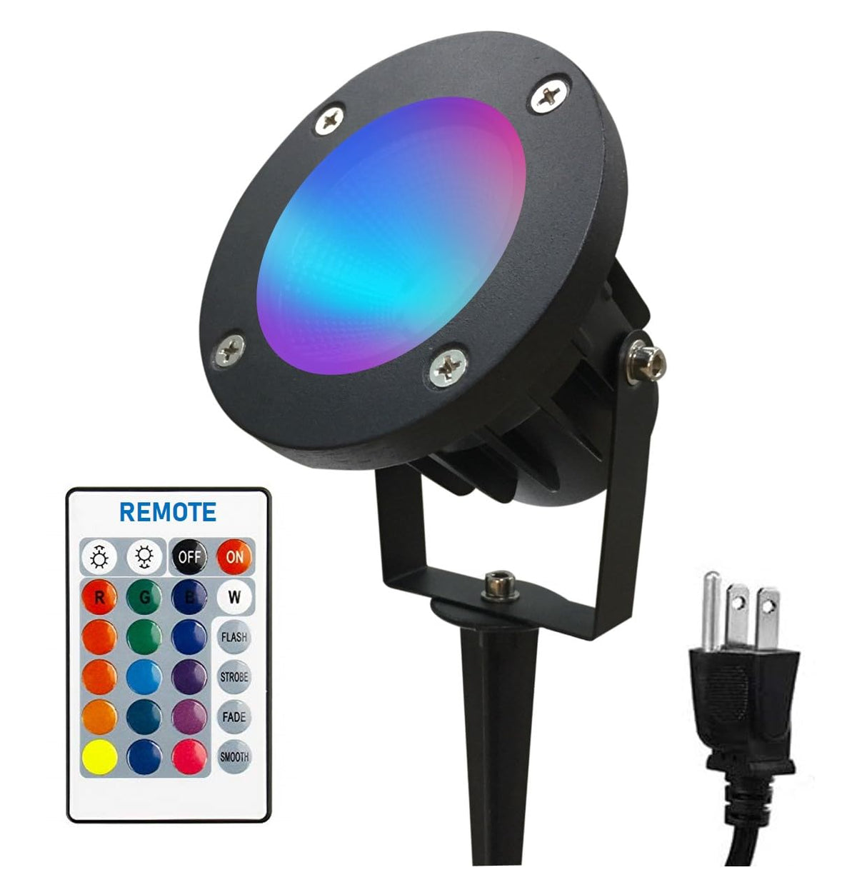 25W Color LED Outdoor Landscape Spotlight with Strobe Lighting - Waterproof RGB Spot Lights for Yard Tree House Halloween Christmas, Dual Mode, 120V 25W