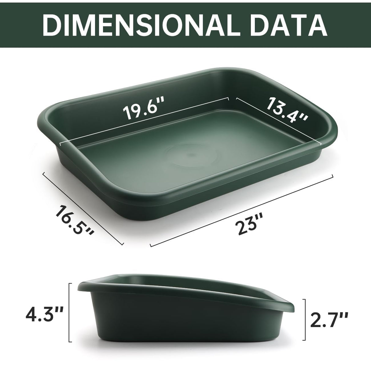 RooTrimmer 2 Pack Plant Repotting Tray – Multifunctional Heavy-Duty Large Capacity Gardening Tool for Seeding, Pot Moving, Soil Mixing, Hydroponic/Soil Cultivation, Transplanting,Black & Green
