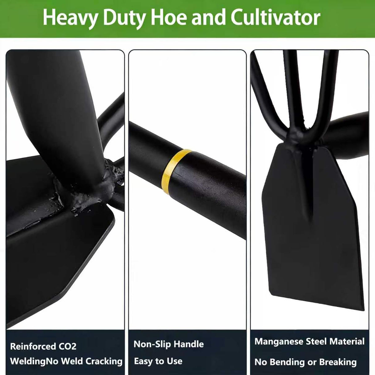 AHUDKKY Hoe and Cultivator, Hoe Garden Tool, Hand Hoe Cultivator Garden Tool, Thickened Manganese Steel, Garden Hoe for Weeding, Planting, Loosening Soil, Digging,No Assembly Required