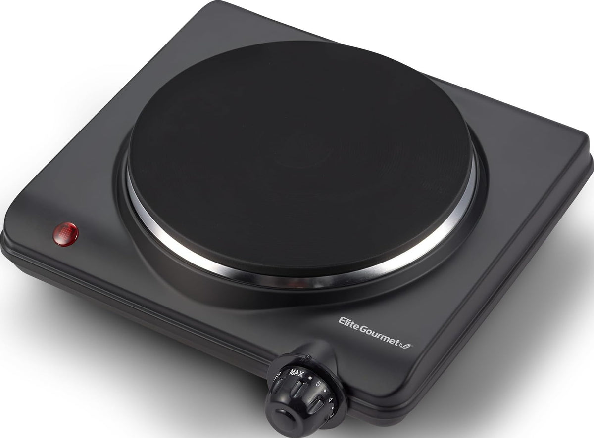 Elite Gourmet Electric Burner, 1000W Cast Iron Hot Plate, 7 Heat Settings