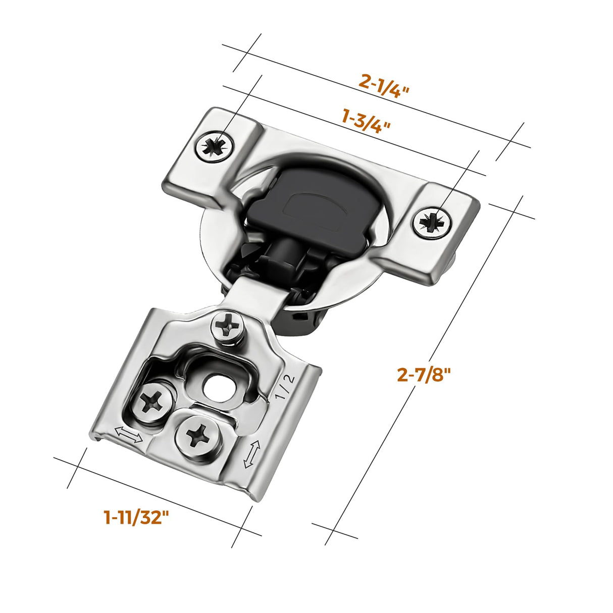 Ravinte 50 Pack 25 Pair 1/2 inch Overlay Soft Close Kitchen Cabinet Hinges Stainless Steel Adjustable Kitchen Hinges Satin Nickel Cabinet Hardware