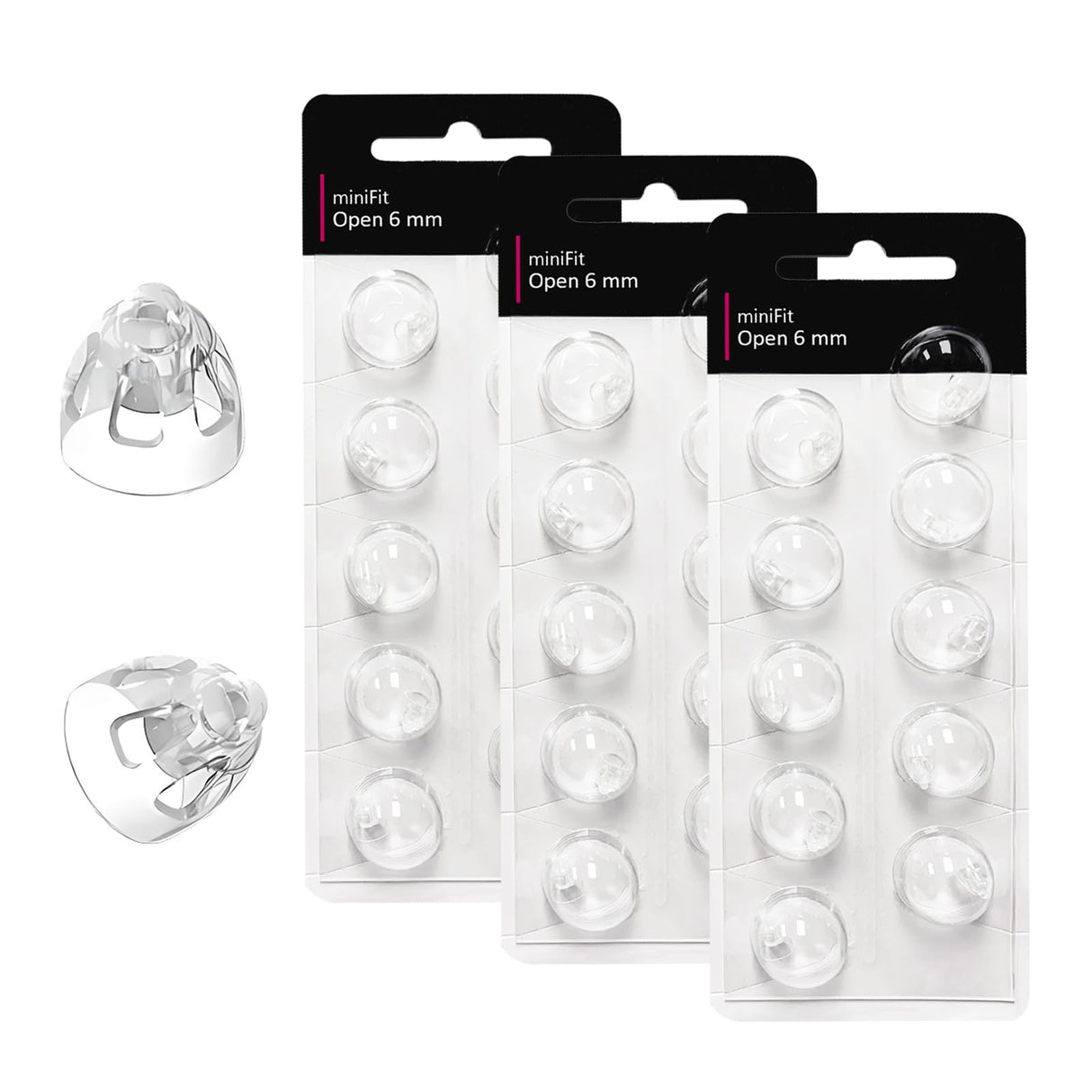 (Open Vent 6mm) Hearing Aid Domes for Oticon Minifit, Oticon Ear Caps Replacements Parts Accessories Domes for Oticon Hearing Aid Supplies Cleaning Kits(30 Pcs)