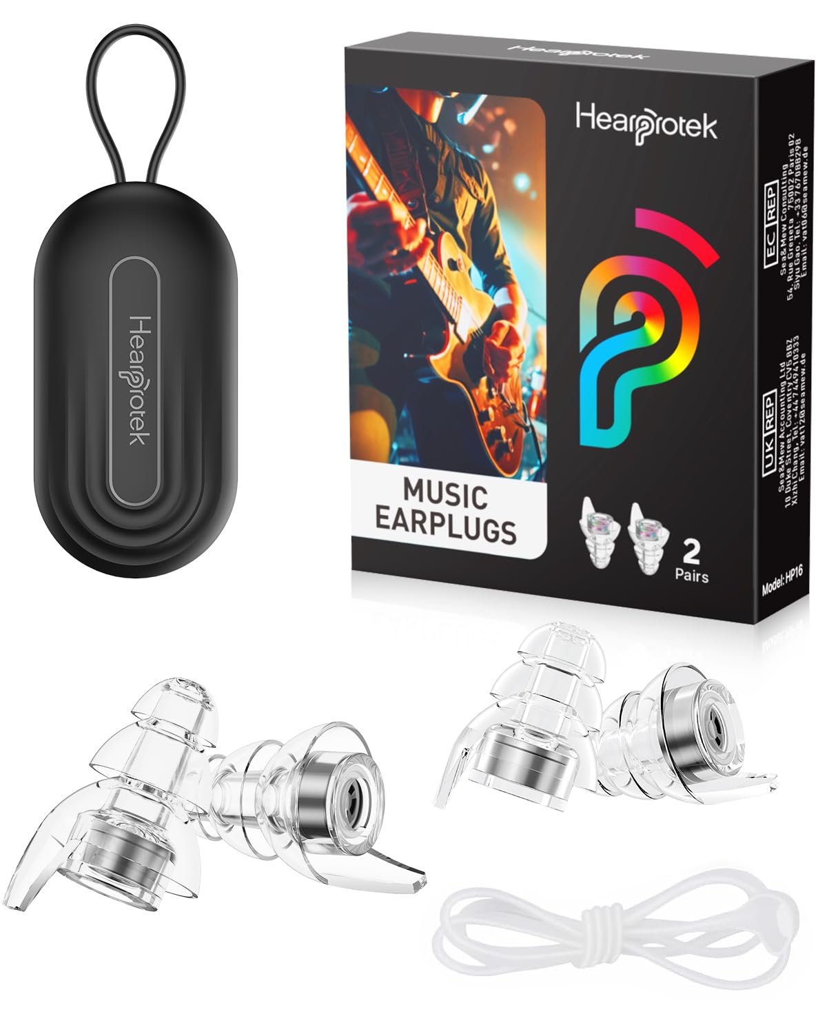 Hearprotek Concert Ear Plugs, 2Pairs Reusable high Fidelity Musician Ear Plugs for Concerts Loud Music-Noise Reduction Ear Protection earplugs for Rave,Festival,Music,Tinnitus Relief