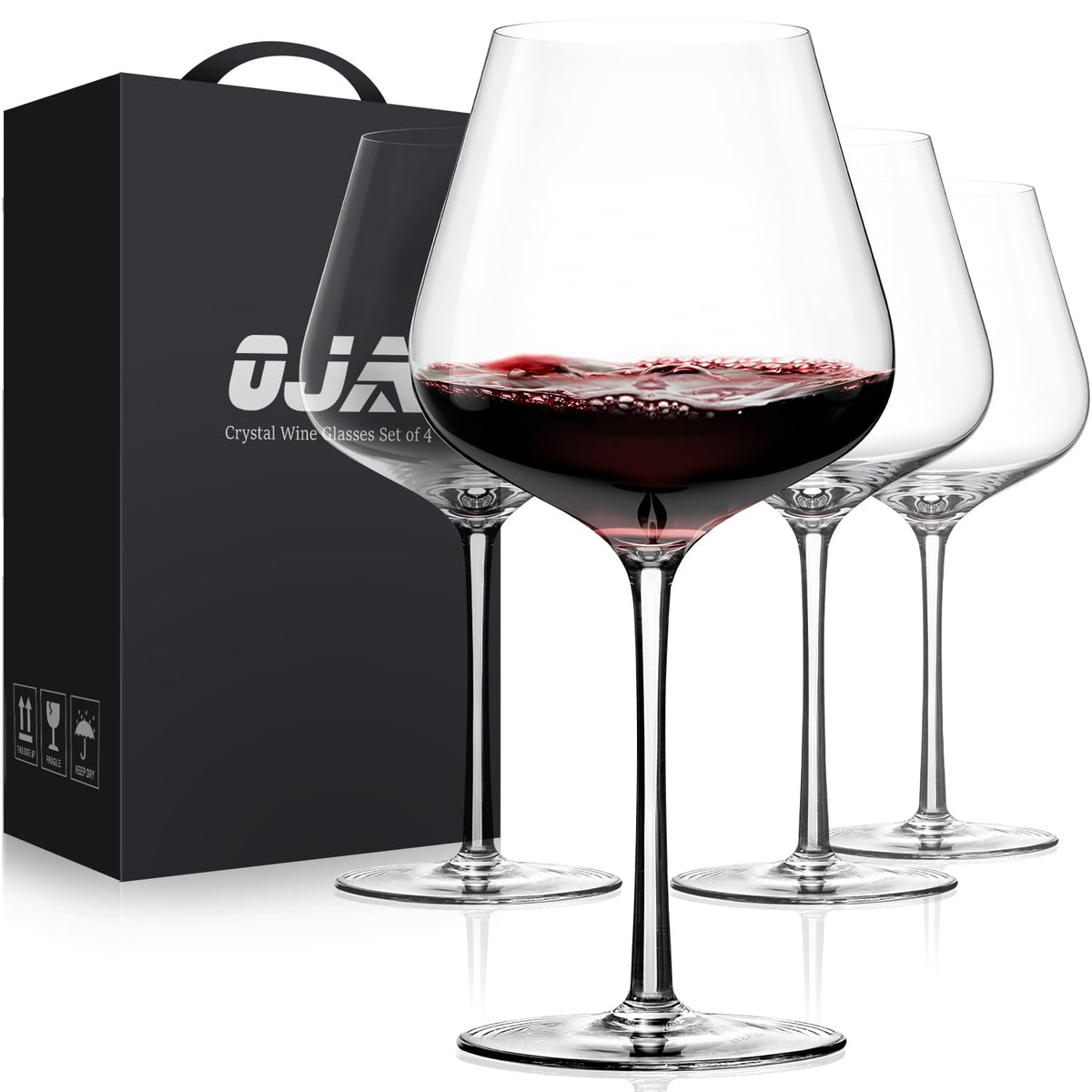 OJA Wine Glasses Set, Crystal Hand Blown Red Wine Glass Set of 4, 23 oz
