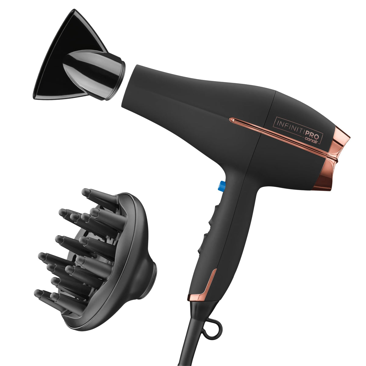 Conair InfinitiPRO Hair Dryer with Diffuser & Concentrator, 1875W, Black