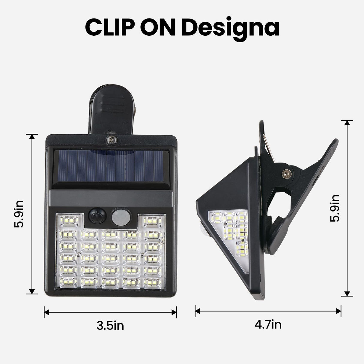 Thumok Clip On Solar Lights Outdoor,Motion Sensor Outdoor Lights, 72LEDs 600LM Solar Lights with Motion Sensor,Outdoor Solar Lights for Fence,Deck Railing, Gutter,Patio,Garden (2, Black)