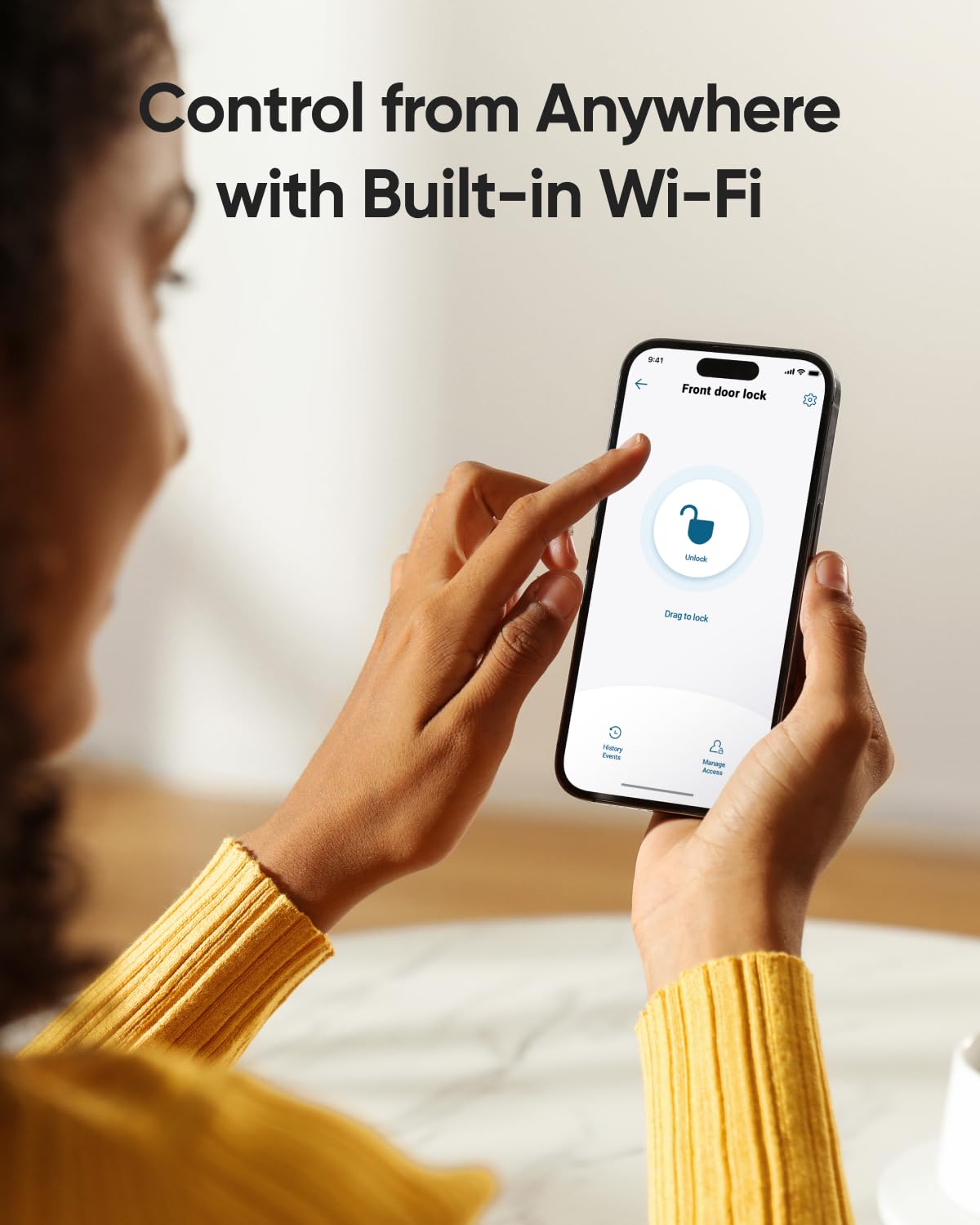 eufy Security Smart Lock C220 with Handleset, Fingerprint Keyless Entry Door Lock, Built-in Wi-Fi, App Remote Control, Front Door Deadbolt, 8 Months Battery, IP53 Waterproof, BHMA Certified