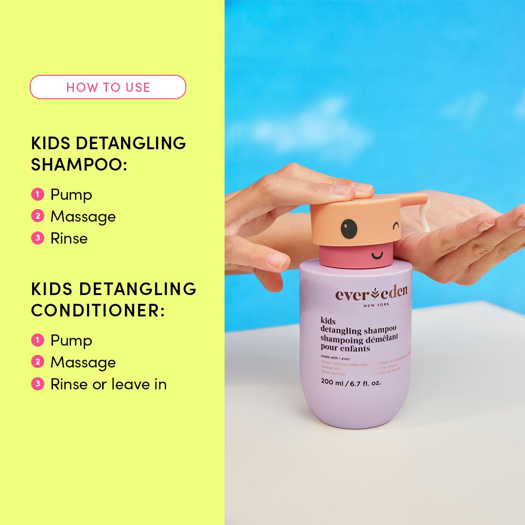Evereden Kids Haircare Set: Hair Detangling Shampoo & Conditioner for Children Ages 3+, Plant Protein Peptides & Argan Oil, Vegan, Free from Sulfate, Paraben, Phthalate & Petrolatum