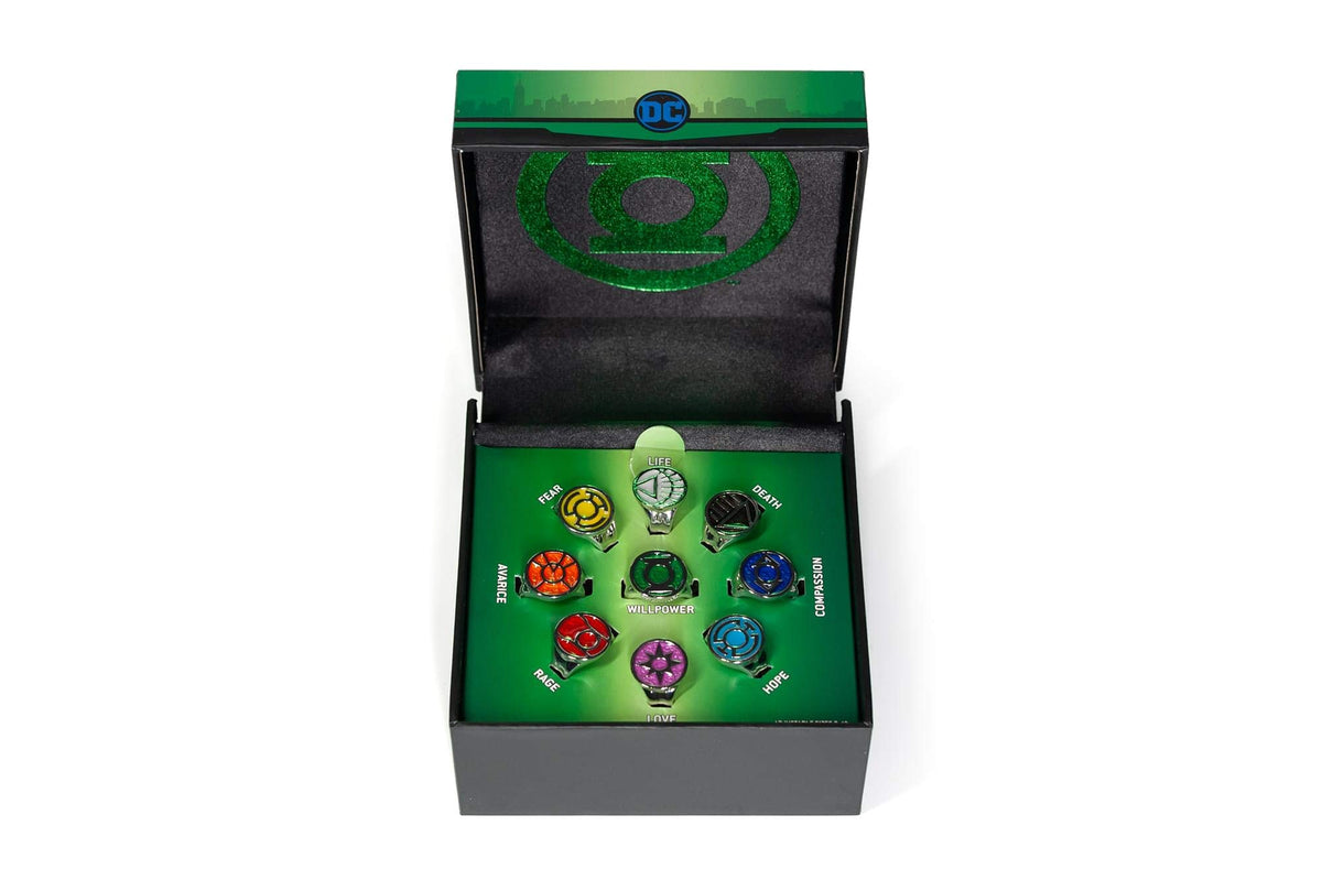 DC Comics Green Lantern Power Rings Emotional Spectrum | Includes 9 Adjustable Rings Featuring Each Emotion