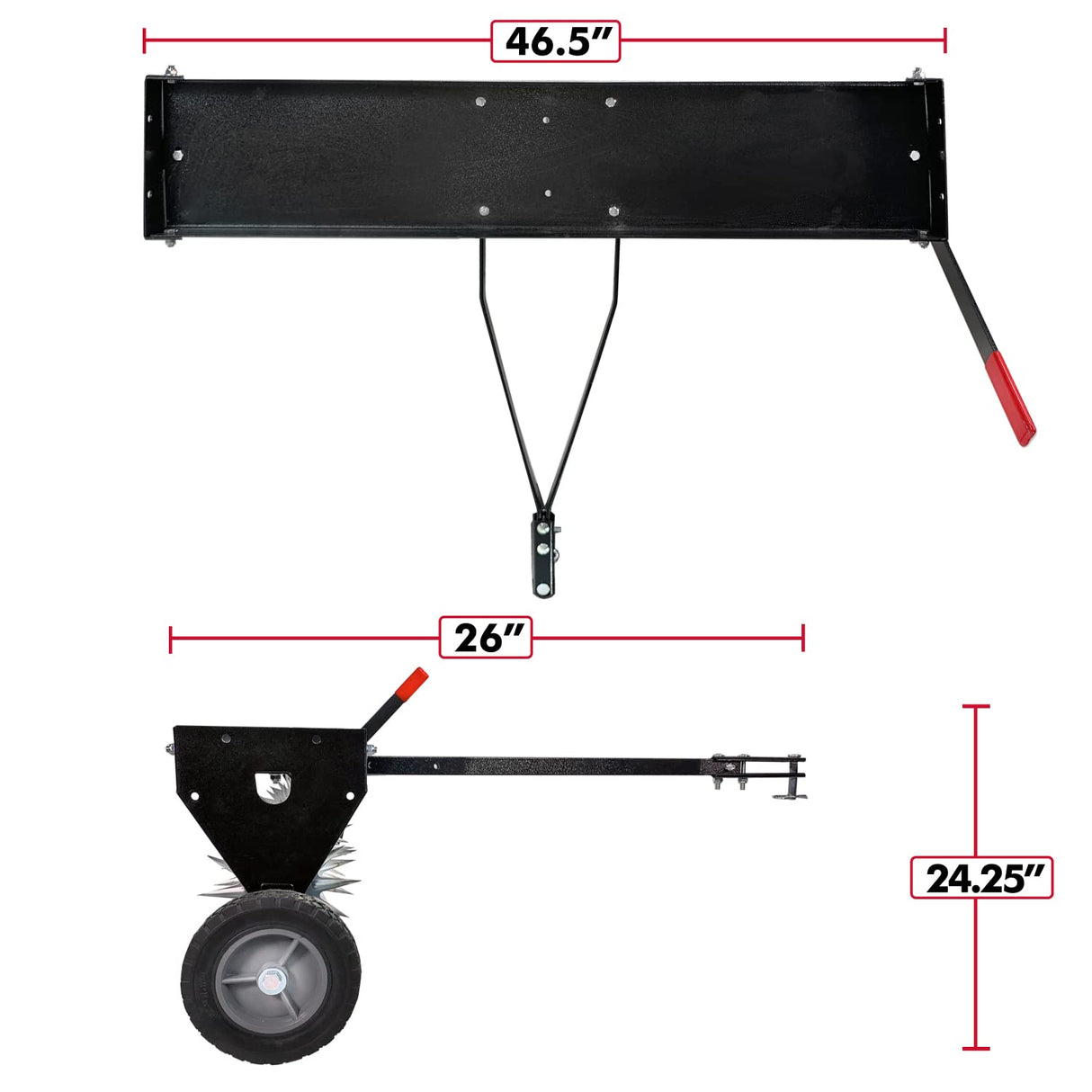 Brinly SAT2-40BH-P Tow Behind Spike Aerator with Transport Wheels, 40" - Carbon
