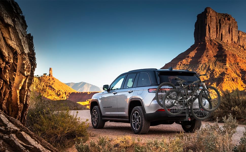 BougeRV Upgrade 2.0 Hitch Bike Rack with Dual Lock for SUV Truck, 165LB Capacity 2/3/4 Bikes Hitch Bike Carrier Rack with 2'' Hitch Receiver, Easy Assembly, Tilting & Foldable Bike Rack Hitch