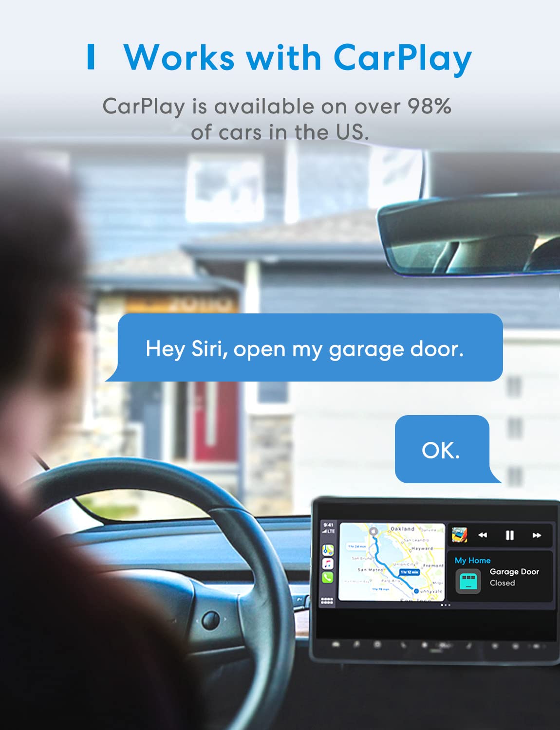 meross Smart Garage Door Opener Remote with External Antenna, Up to 3 Single Doors, Compatible with Apple HomeKit, Amazon Alexa, Google Assistant, SmartThings, App Control, No Hub Needed
