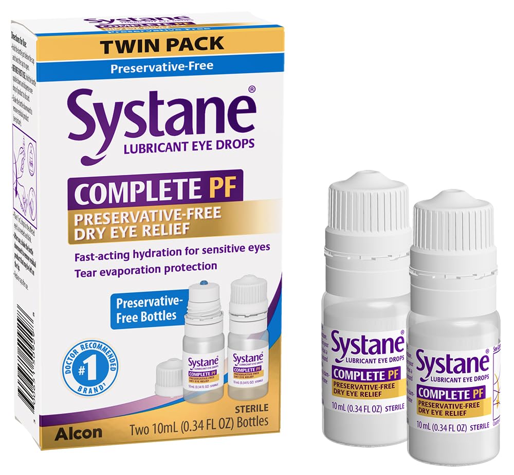 Systane COMPLETE PF Multi-Dose Preservative Free Dry Eye Drops 0.34 Fl Oz, 2 count (pack of 1) (Packaging may vary)