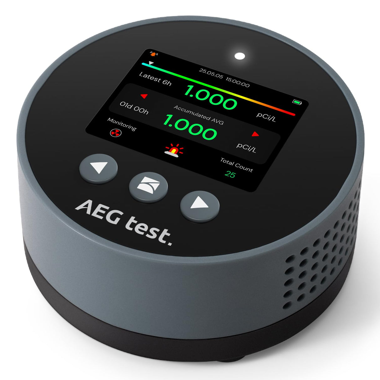 AEGTEST HOUND-1085 Radon Detector for Home, Basement & Nursery, Long-Term Continuous Radon Monitor for Family Lung Health, Rechargeable with 45-Day Battery Life, Audible/Visual Alarms, pCi/L or Bq/m³