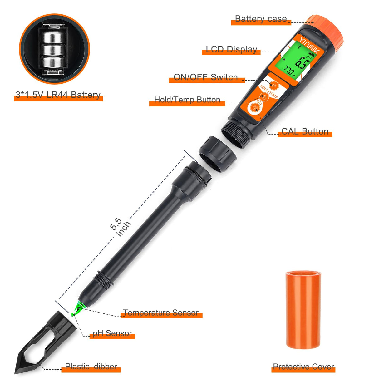 Digital pH Meter for Soil, YINMIK Soil pH Tester for Potted Plants