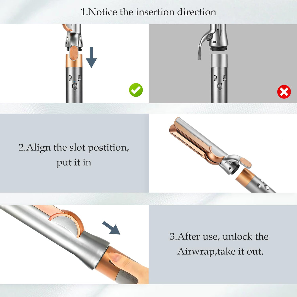 Airflow Attachment for Dyson Airwrap Styler, Nozzles Attachment for Smooth Hair Style with Less Damage and Breakage for Dyson Airwrap HS01 HS05 HS08