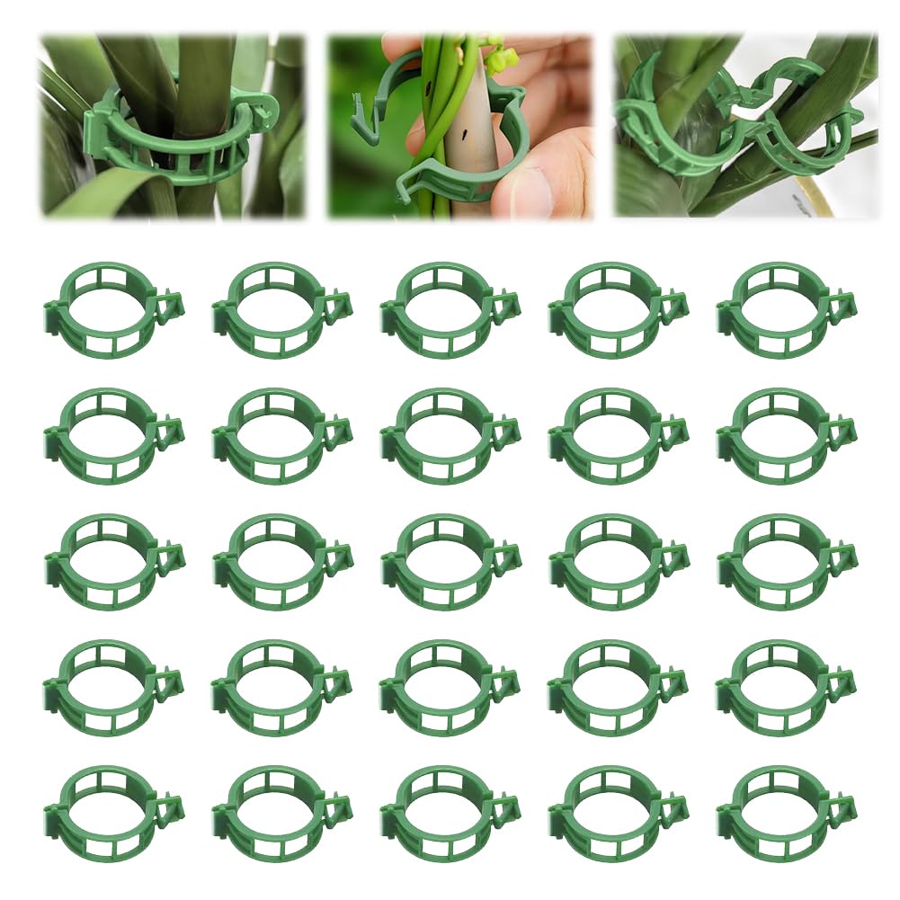 Plant Support Clips, Reusable Plant Clips for Securing Plants (50, Green)