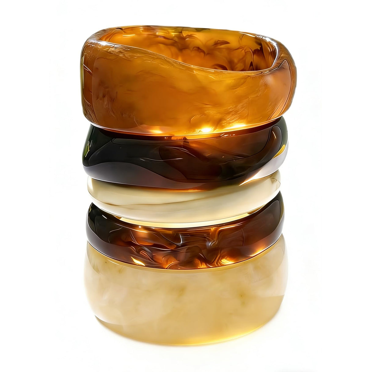 Dormklss 5 PCS Acrylic Resin Bracelet Set For Women Chunky Bangle Bracelets