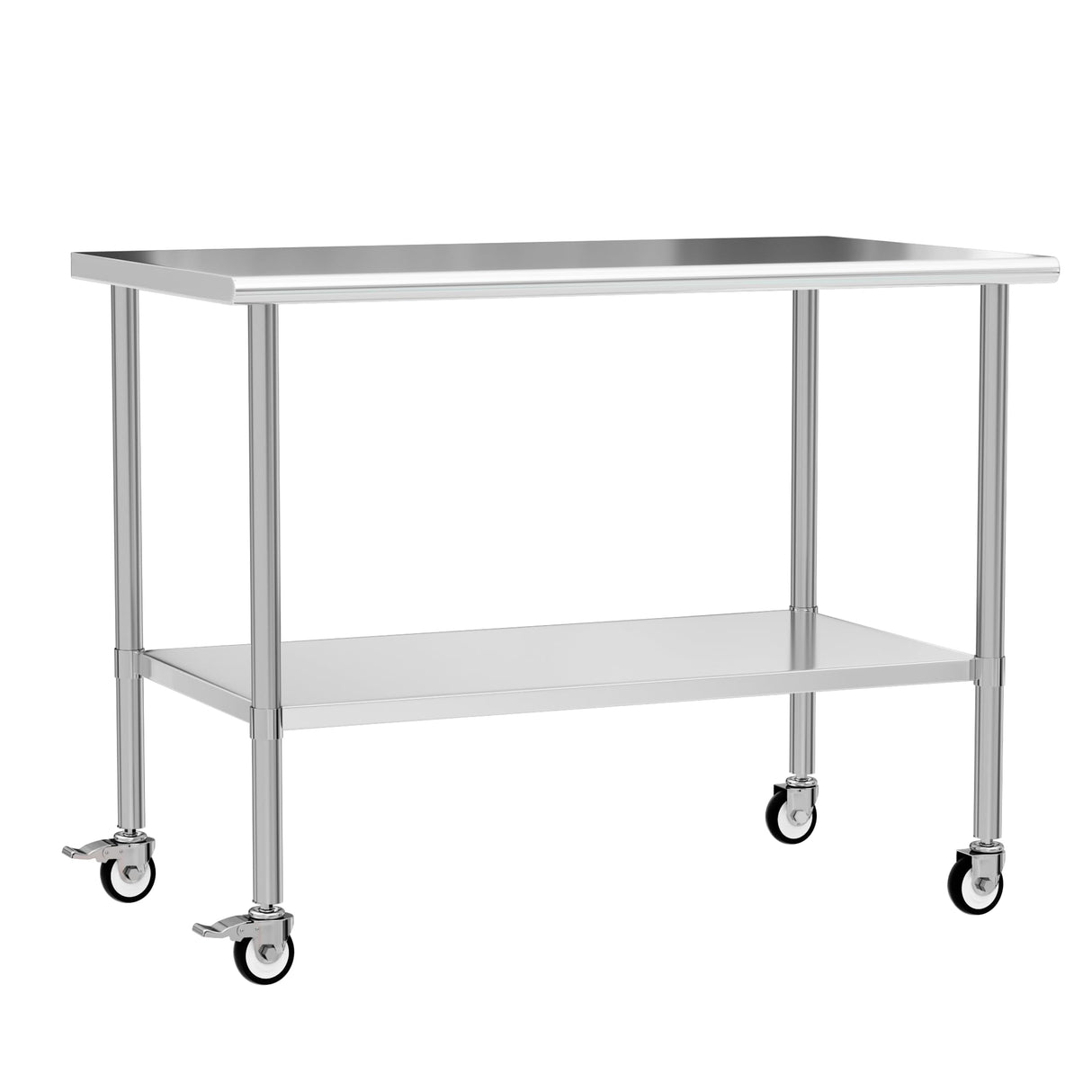 Chingoo Stainless Steel Work Table with Wheels, 30x60 Inch NSF Kitchen Prep Table with Adjustable Undershelf for Commercial Restaurant, Garage, Outdoor BBQ