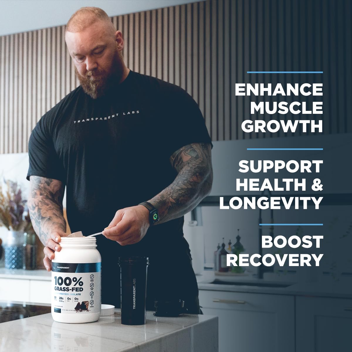 Transparent Labs Grass-Fed Whey Protein Isolate - Naturally Flavored, Gluten Free Whey Protein Powder with 28g of Protein per Serving & 9 Amino Acids - 30 Servings, Vanilla Peanut Butter