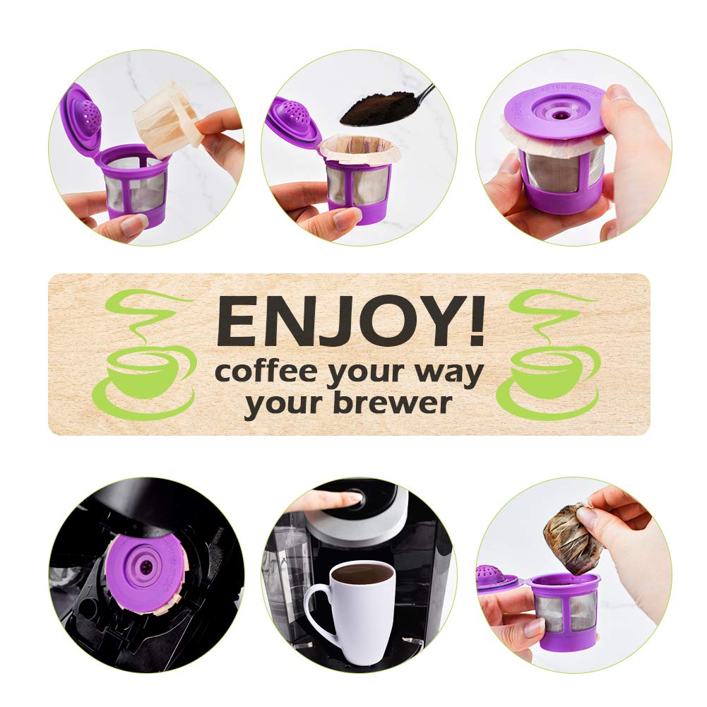 CAPMESSO Disposable Coffee Paper Filters, 100 Count Keurg Cup Coffee Filters Compatible with Keurg Brewers Reusable Single Serve 1.0 and 2.0 Coffee Maker (100 Count, Unbleached)