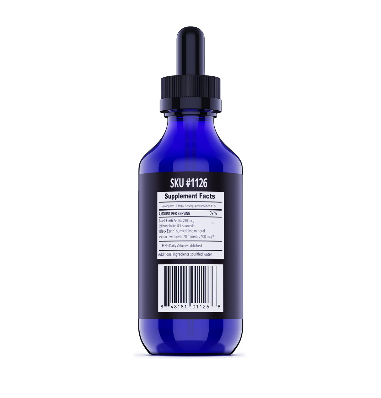 Black Earth Zeolite with Humic Fulvic Acids Trace Minerals for Adults and Kids for Detox, Gut Health and Immune Support - Value Size 4 Fl Oz Liquid Drops Supplement