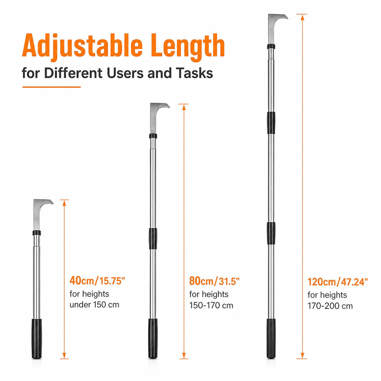 HORM 47.24'' Crack Weeder, Stainless Steel Manual Crevice Weeding Tool, Long Handle Weed Grabber Remover, L-Shaped Manual Weeder Puller, Durable Crevice Weeding Tool for Sidewalk Garden Lawn