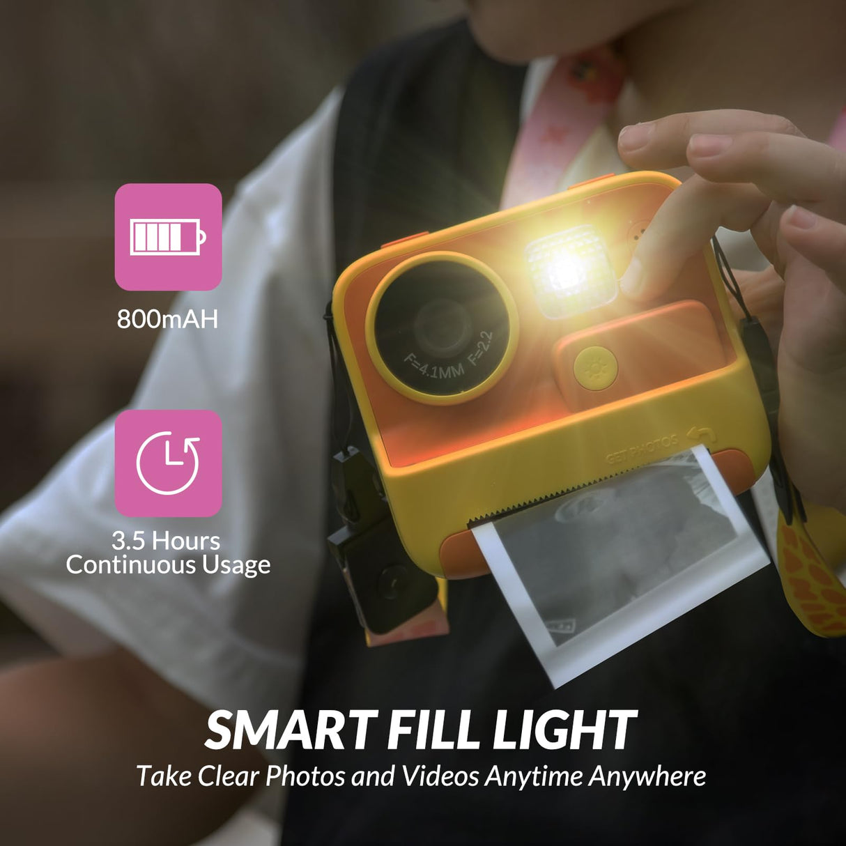 Mafiti Kids Camera Instant Print, 48MP Digital Camera Selfie 1080P Video with 32G TF Card, Toys Gifts for Girls Boys Aged 3-12 for Christmas/Birthday/Holiday (Orange)