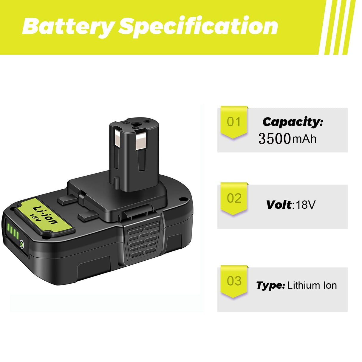 ULDERTRA 2Pack P103 3.5Ah Replacement for Ryobi 18V Battery and Charger Combo Compatible with Ryobi 18V ONE+ Cordless Tools