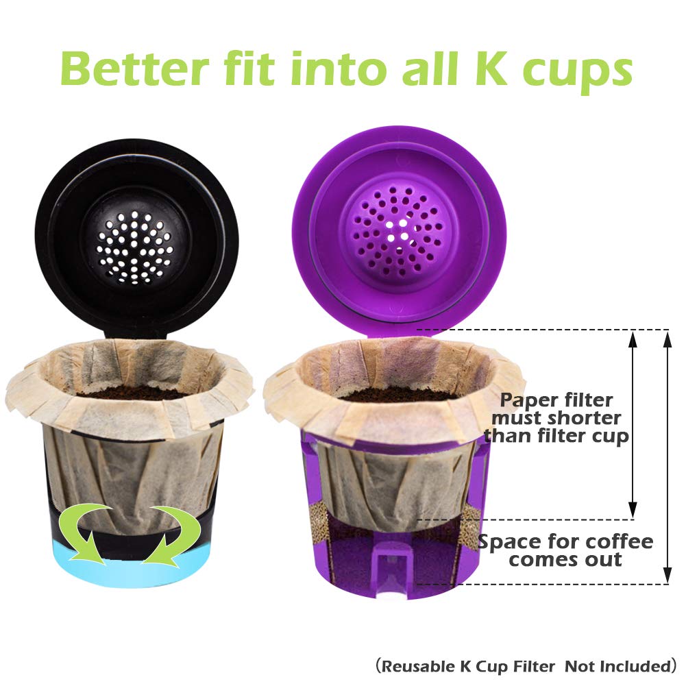 CAPMESSO Disposable Coffee Paper Filters, 100 Count Keurg Cup Coffee Filters Compatible with Keurg Brewers Reusable Single Serve 1.0 and 2.0 Coffee Maker (100 Count, Unbleached)