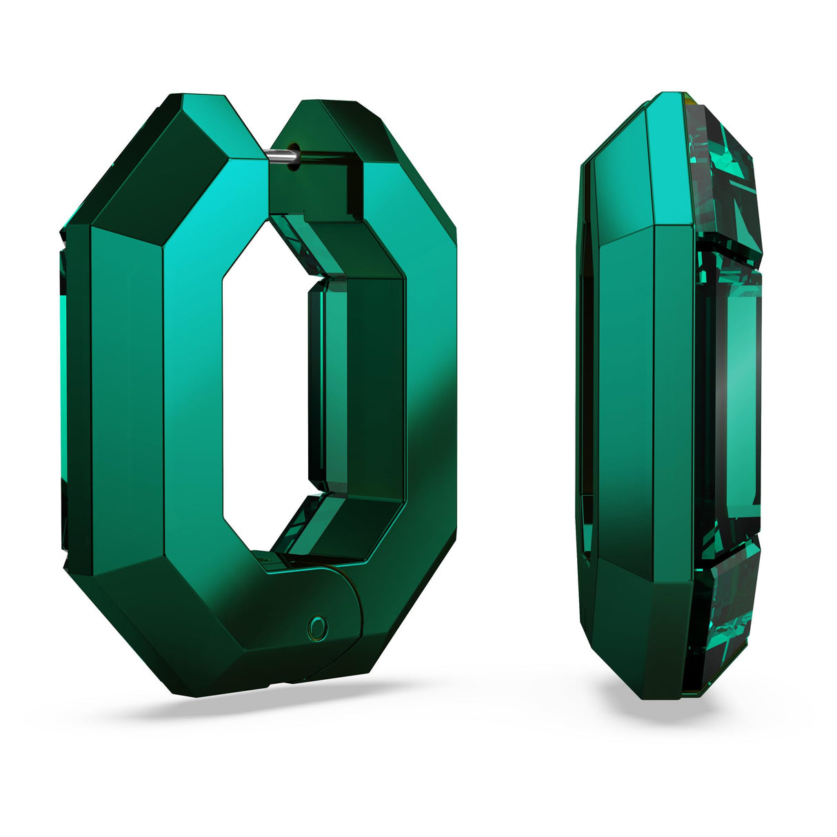 Swarovski Lucent Small Hoop Earrings, Green Octagon-Shaped Crystals, Part of the Swarovski Lucent Collection