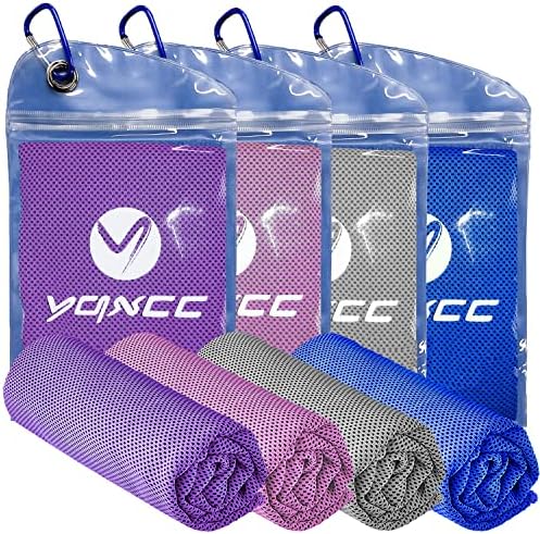 YQXCC 4 Pack Cooling Towel (47"x12") Ice Towel for Neck, Microfiber Cool Towel, Soft Breathable Chilly Towel for Yoga, Sports, Golf, Gym, Camping, Running, Fitness, Workout & More Activities
