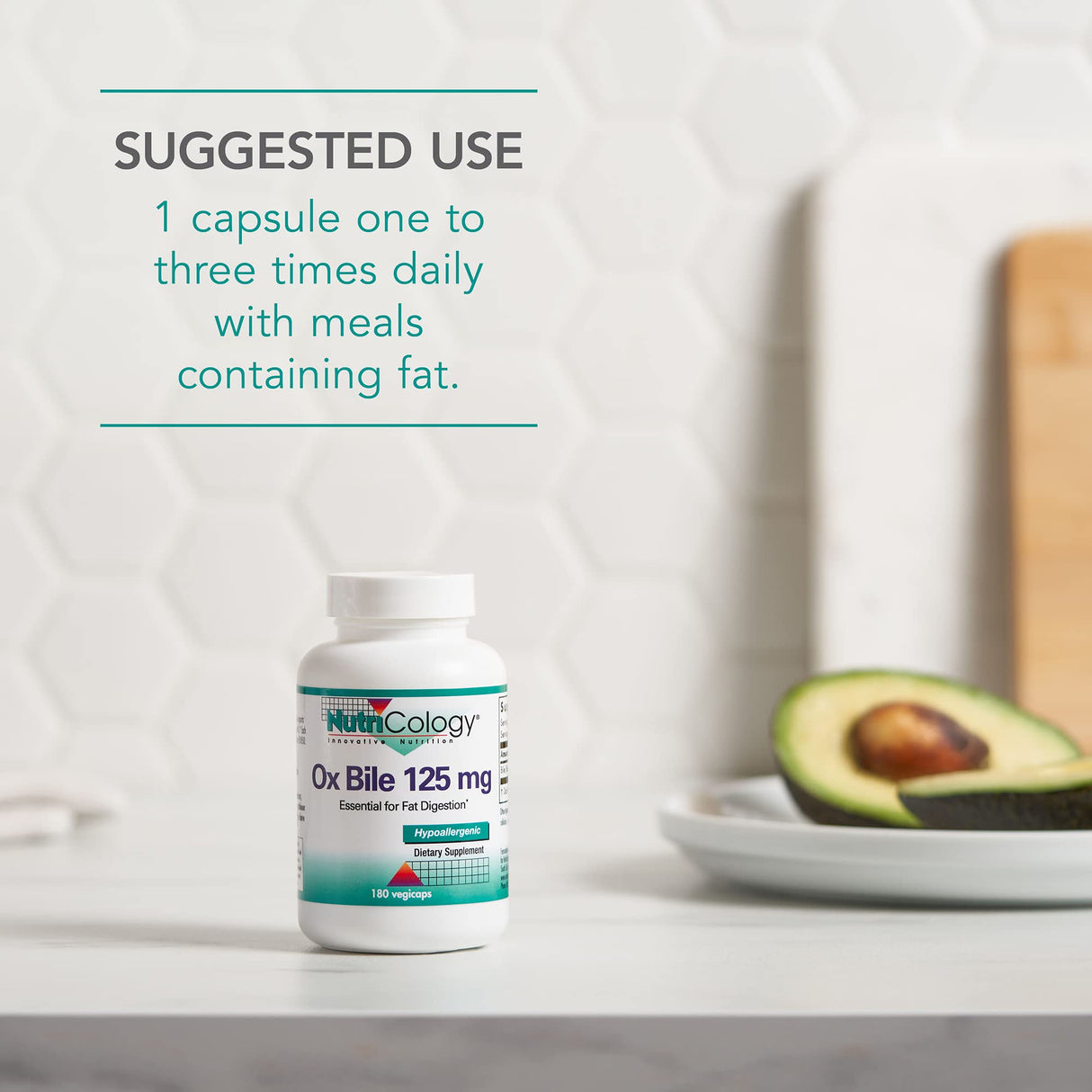 Nutricology Ox Bile 125 mg - Ox Bile Supplements for No Gallbladder, Digestive Enzymes for Liver, Fat Digestion Support, Hypoallergenic Gallblader Supplements - 180 Count