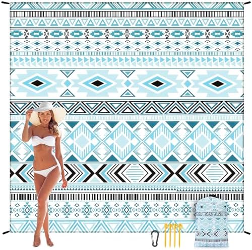 Beach Blanket Waterproof Sandproof Extra Large Beach Mat 79" X 83"/120"x108"for 1-8 Adults Quick Drying Durable Outdoor Picnic Mat for Beach Travel Camping Hiking