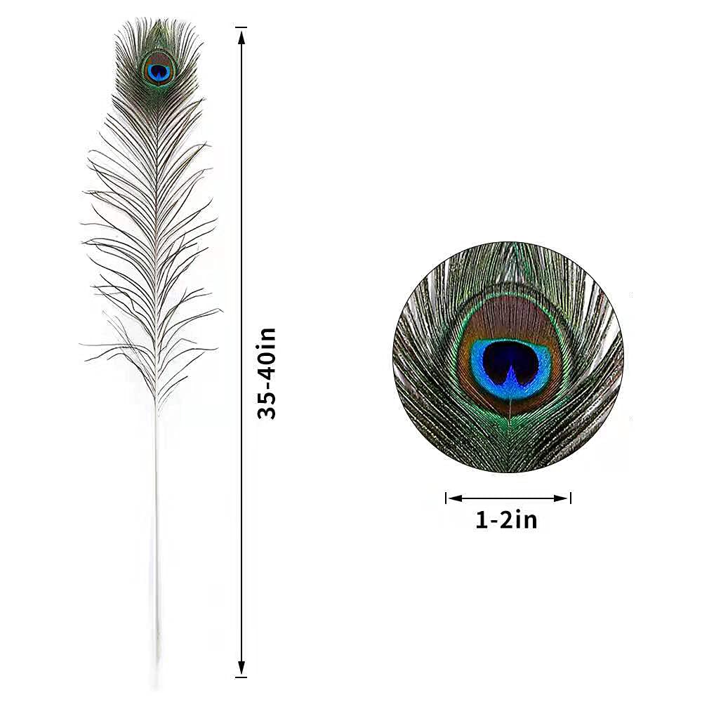 Ballinger 20pcs Natural Long Peacock Feathers 35-40 inch for DIY Craft, Party, Wedding Christmas Decoration and Floral Arrangement