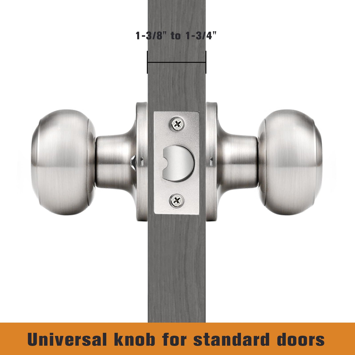 Probrico Passage Door Knobs Brushed Nickel Interior Keyless Round Door Knobs Hall/Closet Handles, 6 Pack