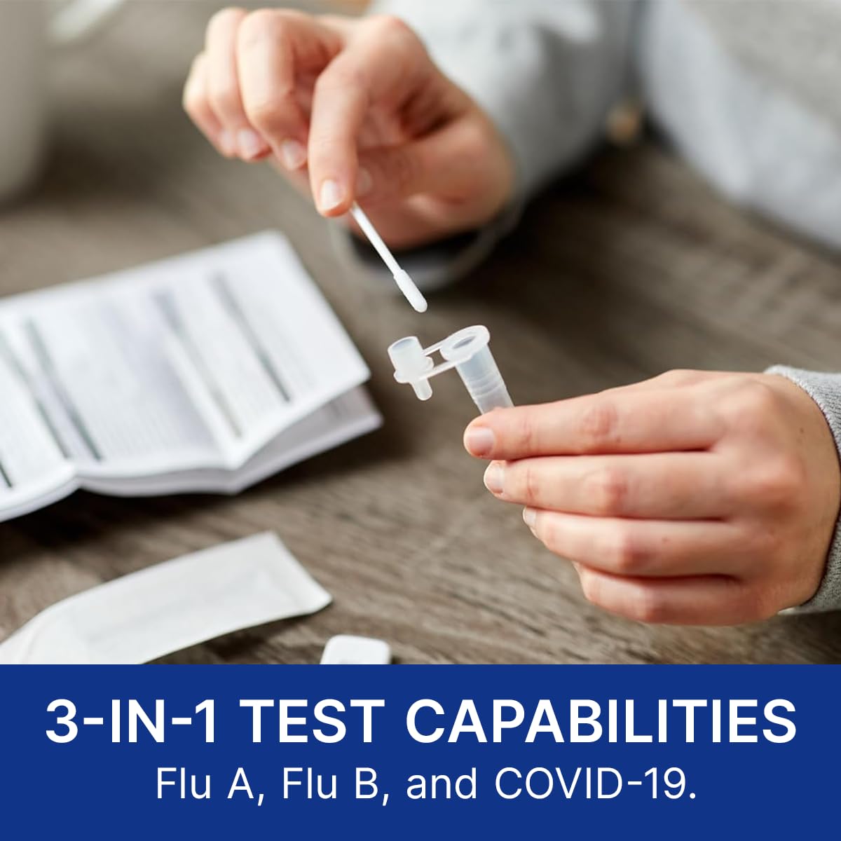 CorDx Flu A/B & COVID-19, At Home 3-in-1 Rapid Test Kit, 5 Tests