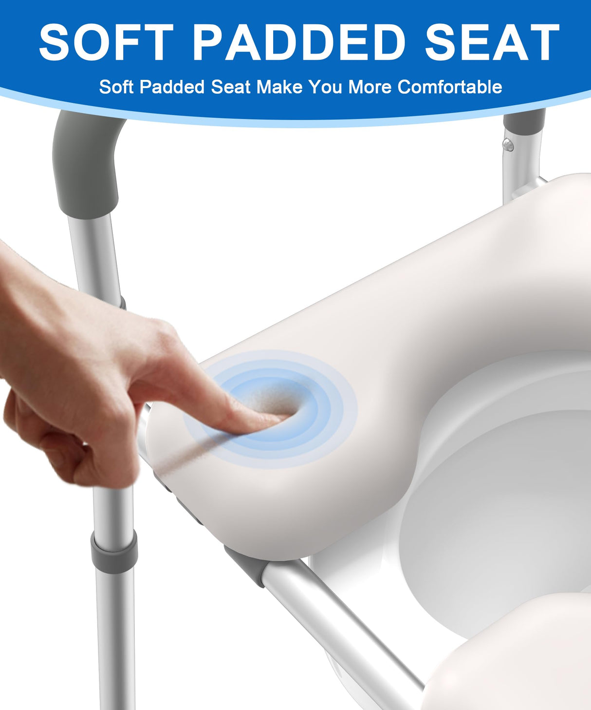 HOMLAND Raised Toilet Seat with Handles, Toilet Seat Riser for Seniors with Adjustable Height & Width, FSA HSA Eligible 400lb Handicap Elevated Toilet Seat for Elderly, Pregnant, Fit Any Toilet