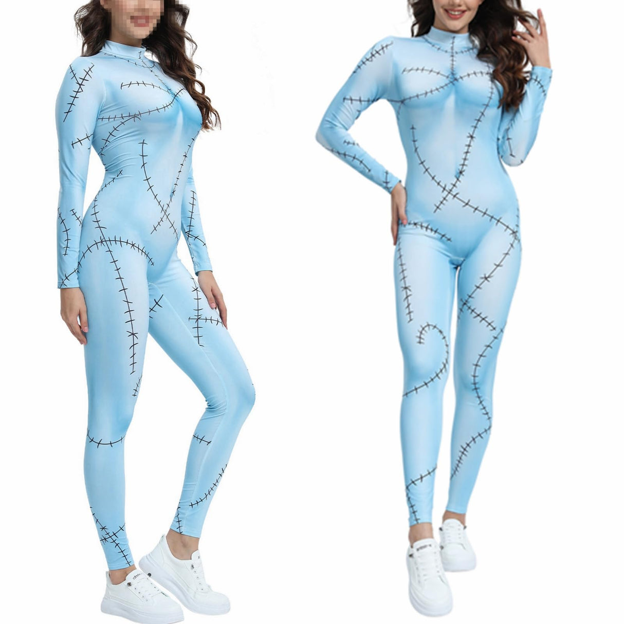 Qurtalun Christmas Costume for Women Cosplay Bodysuit 3D printed Long-sleeved Dress Grils Halloween Cosplay Costume (M, A)