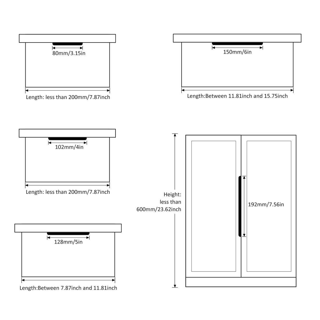 Peaha 10 Pack Kitchen Cabinet Handles 3-3/4 inch Black Pulls for Dresser Drawers Door Edge Finger Pull Aluminum Alloy Hardware