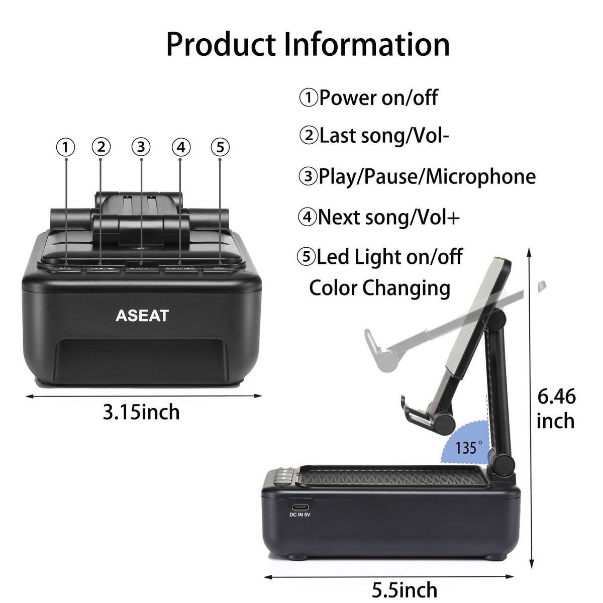 Gifts for Men Him, Cell Phone Stand with Bluetooth Speaker&Led Color Changing Light, Unique Gifts for Women Dad Her Husband, Cool Tech Gadget Wireless Speaker, Birthday Gifts for Men, Ideal Gifts