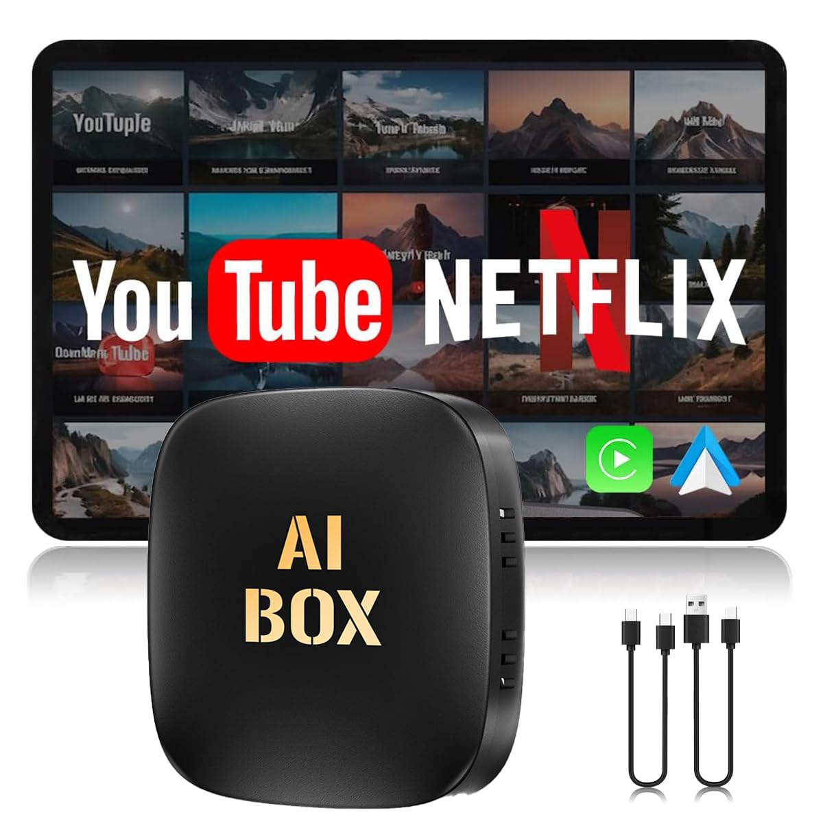 Wireless CarPlay Adapter, 2025 Upgrade with Netflix/YouTube/TF Card Plug & Play Dongle | Wireless Adapter for iPhone & Android Auto | Supports CarPlay for Cars | Dual System, 5G WiFi, Easy Setup 2+32G