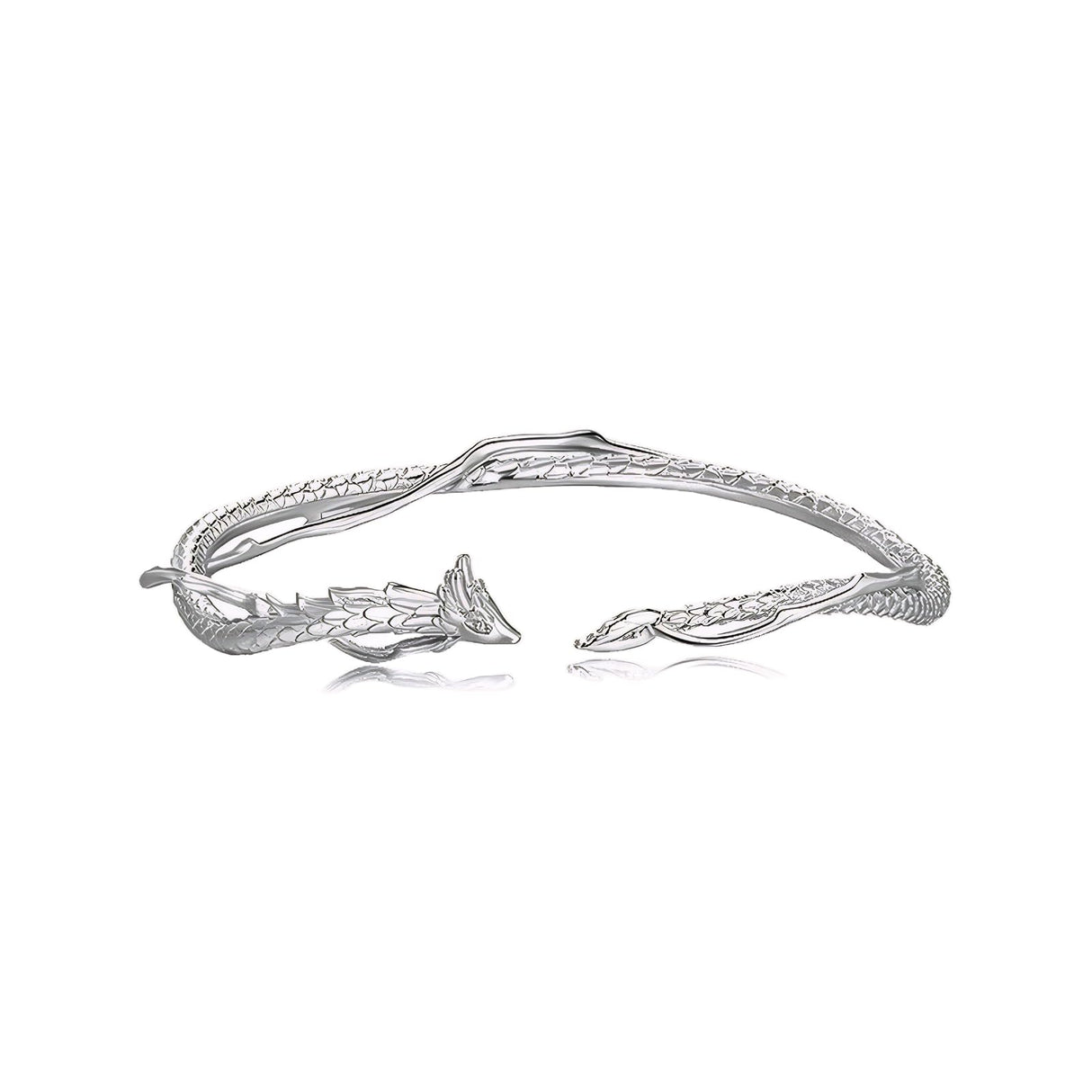 CAIYUNELEX Dragon Bracelet - Cuff Bracelet for Women Symbolize Strength and Wealth Unique Dragon Themed Jewelry Dragon Gifts Adjustable (Silver/Gold)