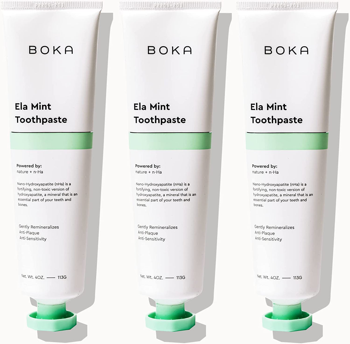 Boka Fluoride Free Toothpaste Nano Hydroxyapatite, Helps Remineralize, Appropriate for Sensitive Teeth, Whitening - for Adult, Kids Oral Care - Refresh Mint Flavor, 4 Fl Oz 3Pk