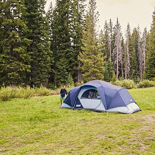 Coleman Skydome XL Family Camping Tent, 8/10/12 Person Dome Tent with 5 Minute Setup, Includes Rainfly, Carry Bag, Storage Pockets, Ventilation, and Weatherproof Liner, Blue Nights
